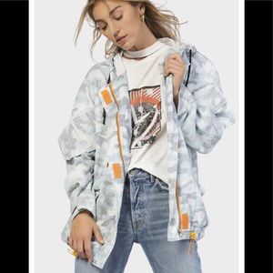 Peace Love World Camo Hooded Jacket